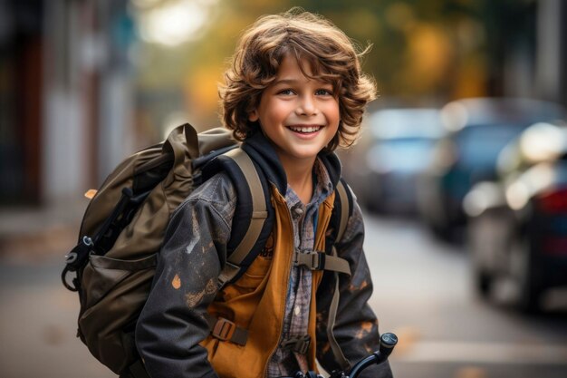 Foto de un niño montando una bicicleta