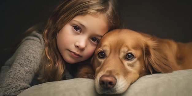 una foto de un niño y su perro acurrucados juntos en un sofá acogedor