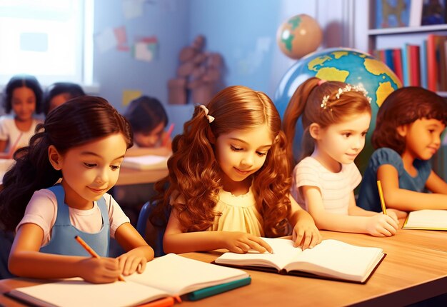 Foto de niños con antecedentes educativos en casa y en clase.