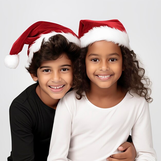 Foto foto de niños indios con sombrero de papá noel