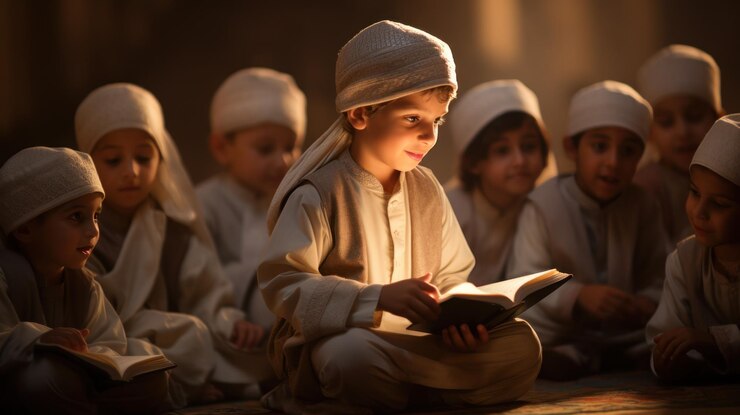 Foto de niños musulmanes compitiendo en la lectura del Corán