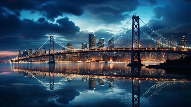 foto noturna da ponte de san francisco