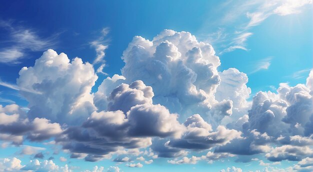 Foto de la nube Cumulonimbus en el cielo azul brillante en un día soleado tomada desde abajo