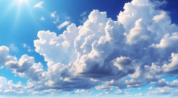 Foto de la nube Cumulonimbus en el cielo azul brillante en un día soleado tomada desde abajo