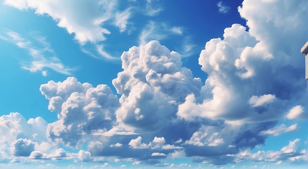 Foto de la nube Cumulonimbus en el cielo azul brillante en un día soleado tomada desde abajo