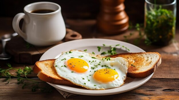 Foto foto de nutrición huevos fritos deliciosos para el desayuno de la mañana