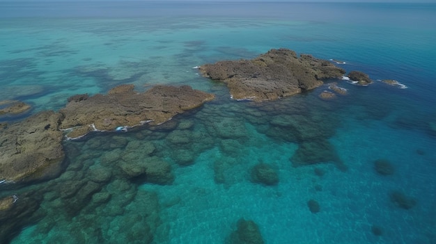 Una foto del océano y el arrecife.