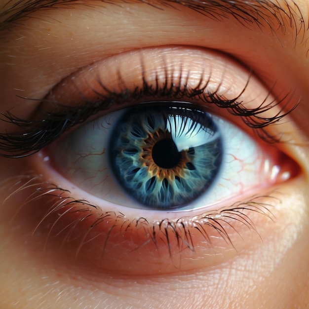 Foto ojo azul humano realista hermoso primer plano zoom generativo ai