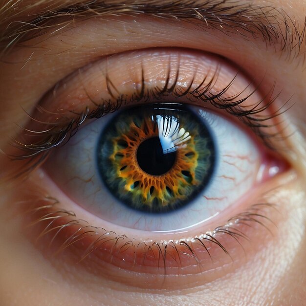 Foto foto ojo azul humano realista hermoso primer plano zoom generativo ai