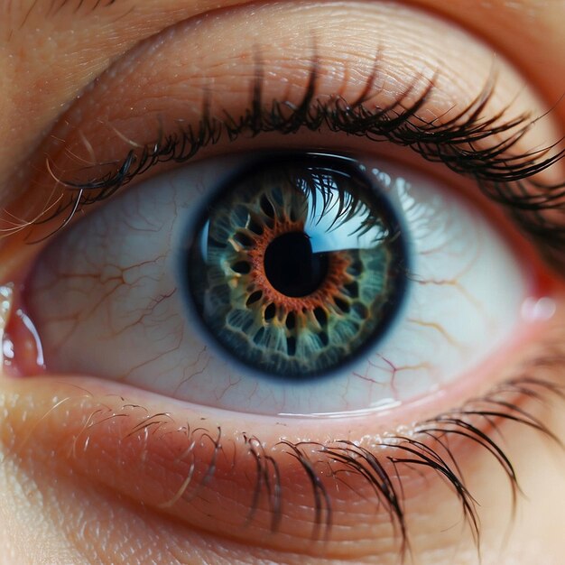 Foto ojo azul humano realista hermoso primer plano zoom generativo ai