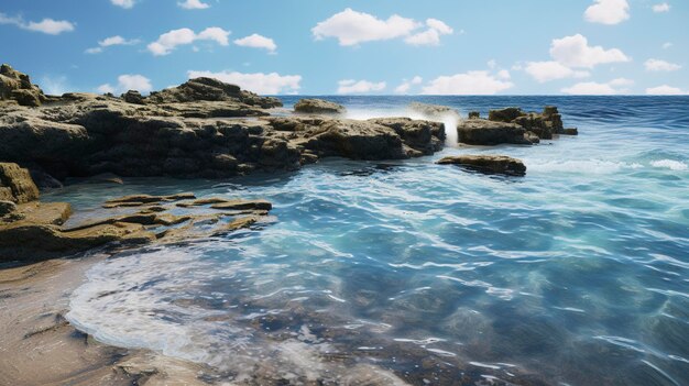 Una foto de olas en una piscina de marea natural.