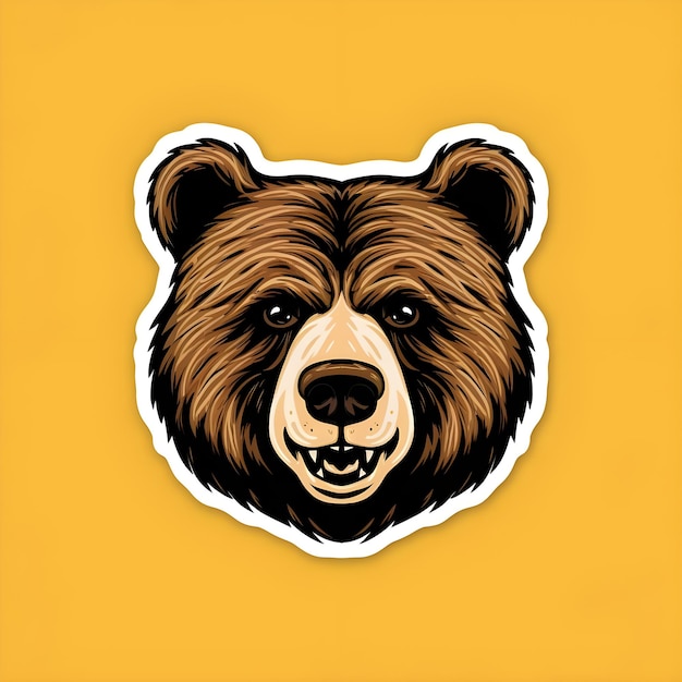 Una foto de un oso con un fondo amarillo que dice " oso "