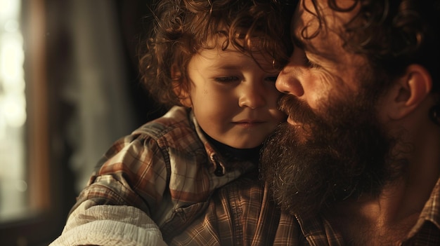 Foto de un padre feliz con un hijo para el Día del Padre