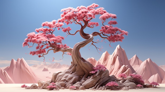 foto de paisaje de árbol con flores rosas