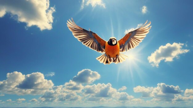 Una foto de paisaje de cielo soleado limpio con pájaros volando en el fondo de la naturaleza del cielo