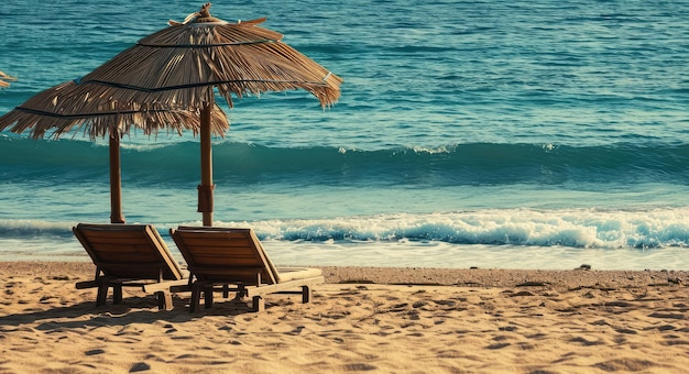 Foto de paisaje con el concepto de vacaciones de verano isla tropical playa de arena sol puesta de sol
