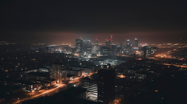 Una foto del paisaje urbano nocturno