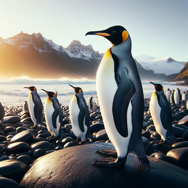 Foto una foto de un pájaro pingüino con todo el cuerpo generada por ia