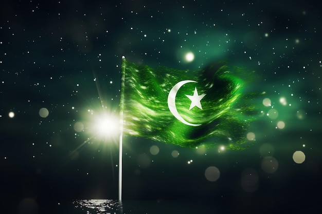 Foto Pakistan Unabhängigkeitstag 14. August Hintergrund Pakistan-Flagge am Himmel