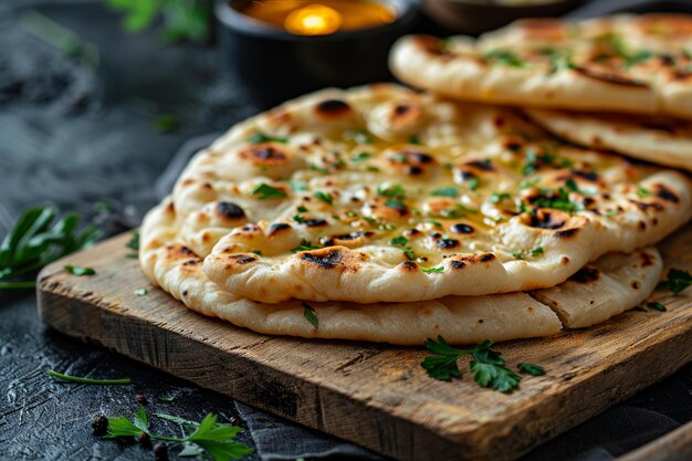 Foto de pan plano al horno de naan