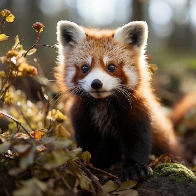 Foto de un panda rojo encantador y curioso