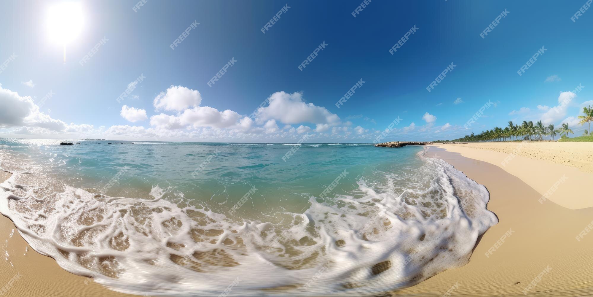 Fundo Vista 360º Da água Na Praia Fundo, Foto Panorâmica Da Praia, De  Praia, Panorâmico Imagem de plano de fundo para download gratuito