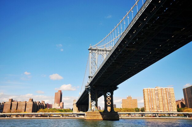 Foto foto panorâmica da ponte de manhattan, em nova iorque, eua