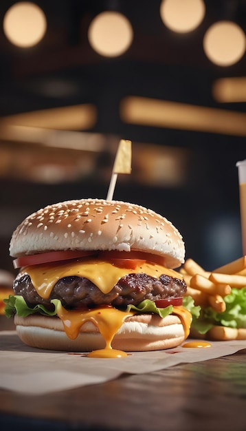 Una foto del papel pintado de la comida de la hamburguesa