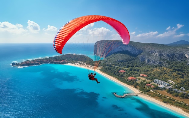 Foto de paracaídas volando sobre el mar.