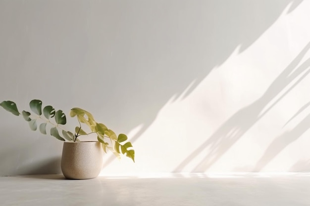 Foto pared de hormigón habitación vacía con plantas en el suelo Concepto exótico mínimo de verano con espacio de copia IA generativa