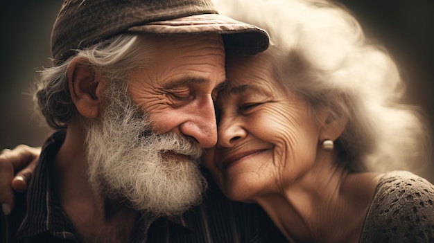 Foto de pareja de ancianos disfrutando del momento actual.