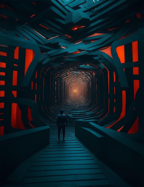 Foto de una pareja caminando por un túnel.