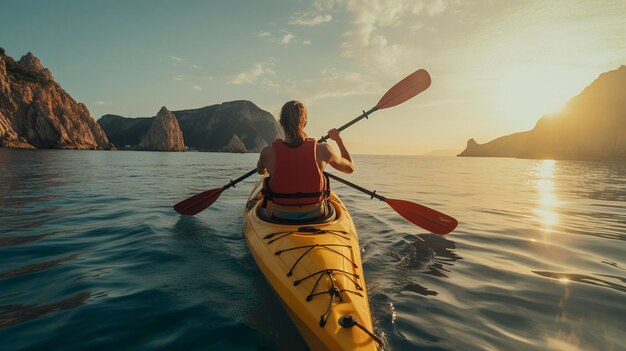 Una foto de una pareja haciendo kayak juntos en un kayak de alquiler