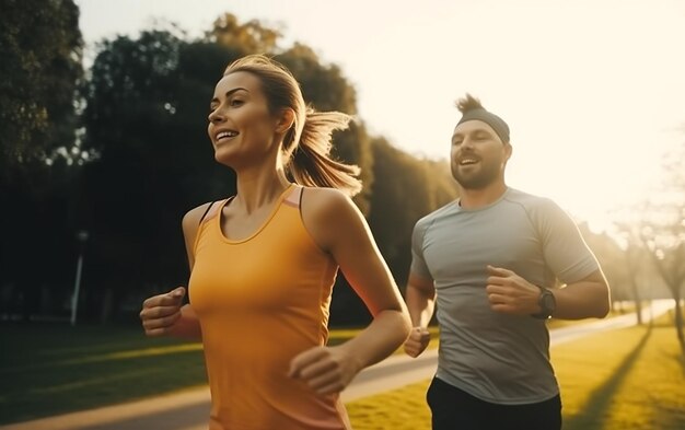 Foto foto de una pareja joven y vieja haciendo ejercicio matutino