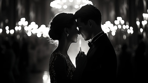 Foto de parejas disfrutando de una noche romántica en un baile del Día de San Valentín