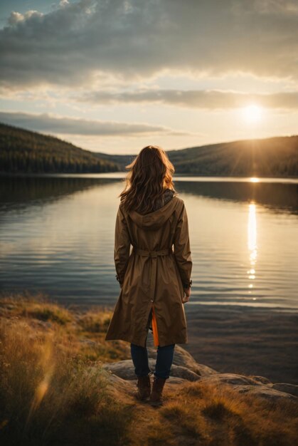 foto de pasión por los viajes de una mujer que pasó un tiempo en el lago