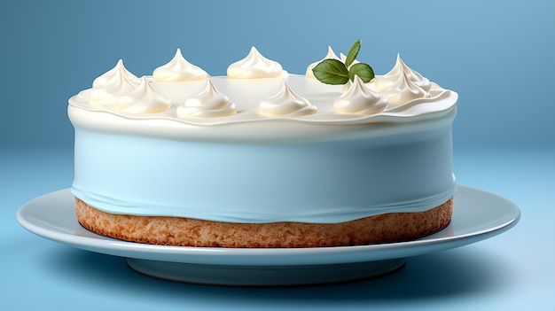foto de pastel azul con crema de glaseado generativo ai