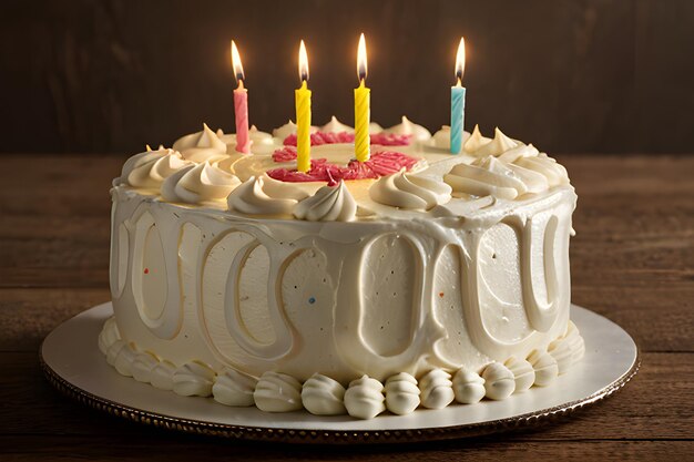 Foto una foto de un pastel de cumpleaños con velas