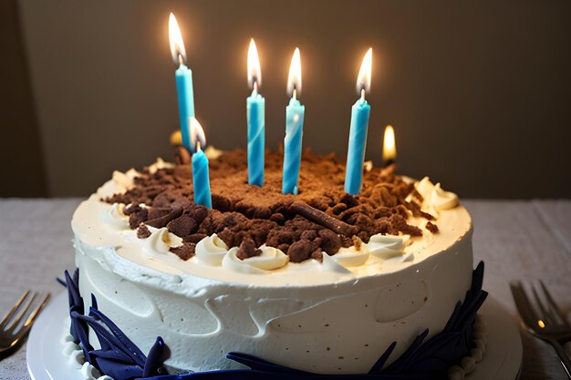 Foto una foto de un pastel de cumpleaños con velas