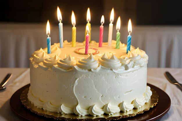 Foto una foto de un pastel de cumpleaños con velas