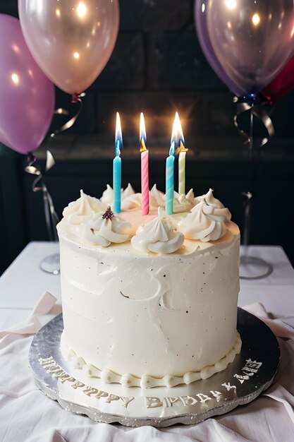 Foto una foto de un pastel de cumpleaños con velas