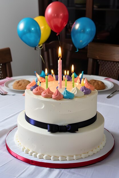 Foto una foto de un pastel de cumpleaños con velas