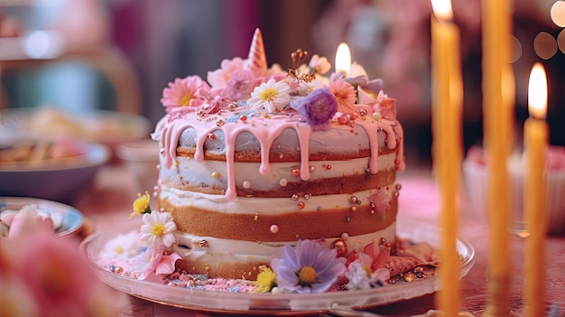 Una foto de un pastel de cumpleaños