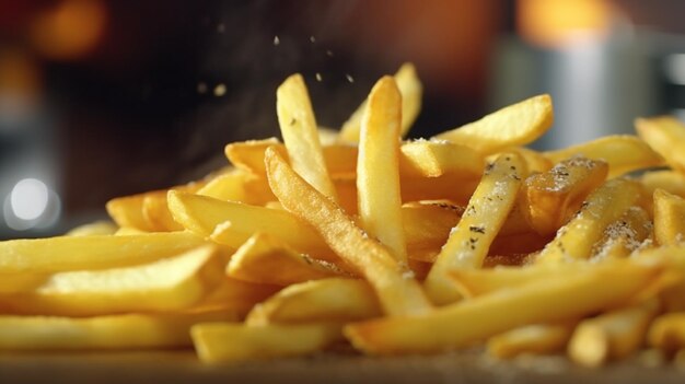 Foto foto patatas fritas crujientes con ketchup