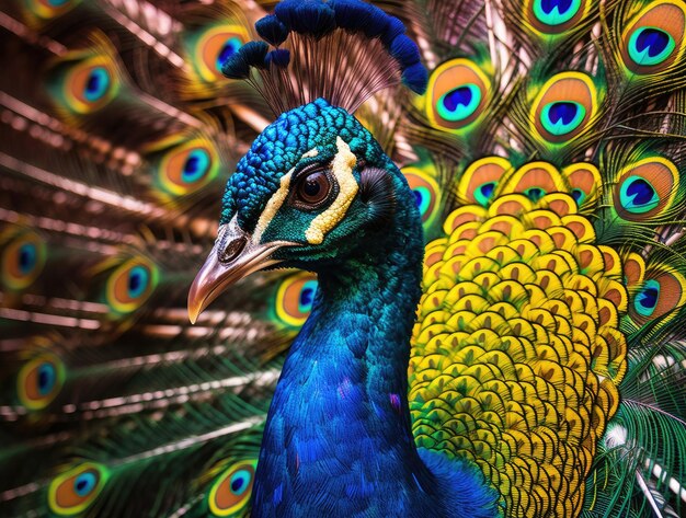 Foto de un pavo real colorido en primer plano