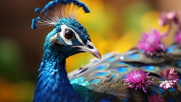 Foto una foto de pavo real de papel pintado 3d