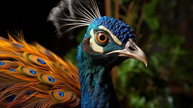 Foto una foto de pavo real de papel pintado 3d