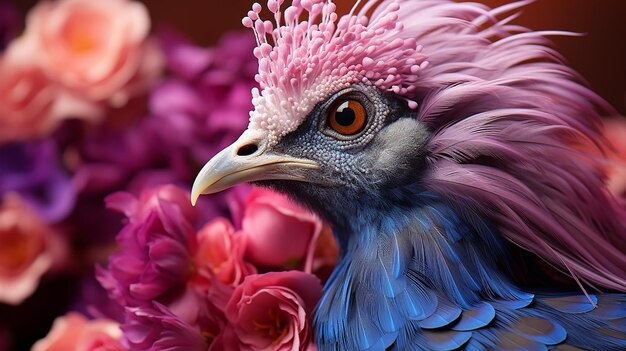 una foto de pavo real de papel pintado 3D