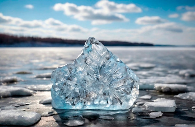 Foto foto de pedazos de hielo en el congelado