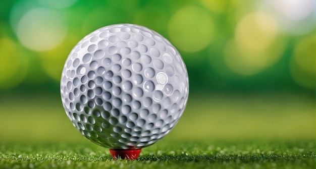 foto de una pelota de golf en un tee con un fondo bokeh verde borroso perfecto para su uso en las redes sociales